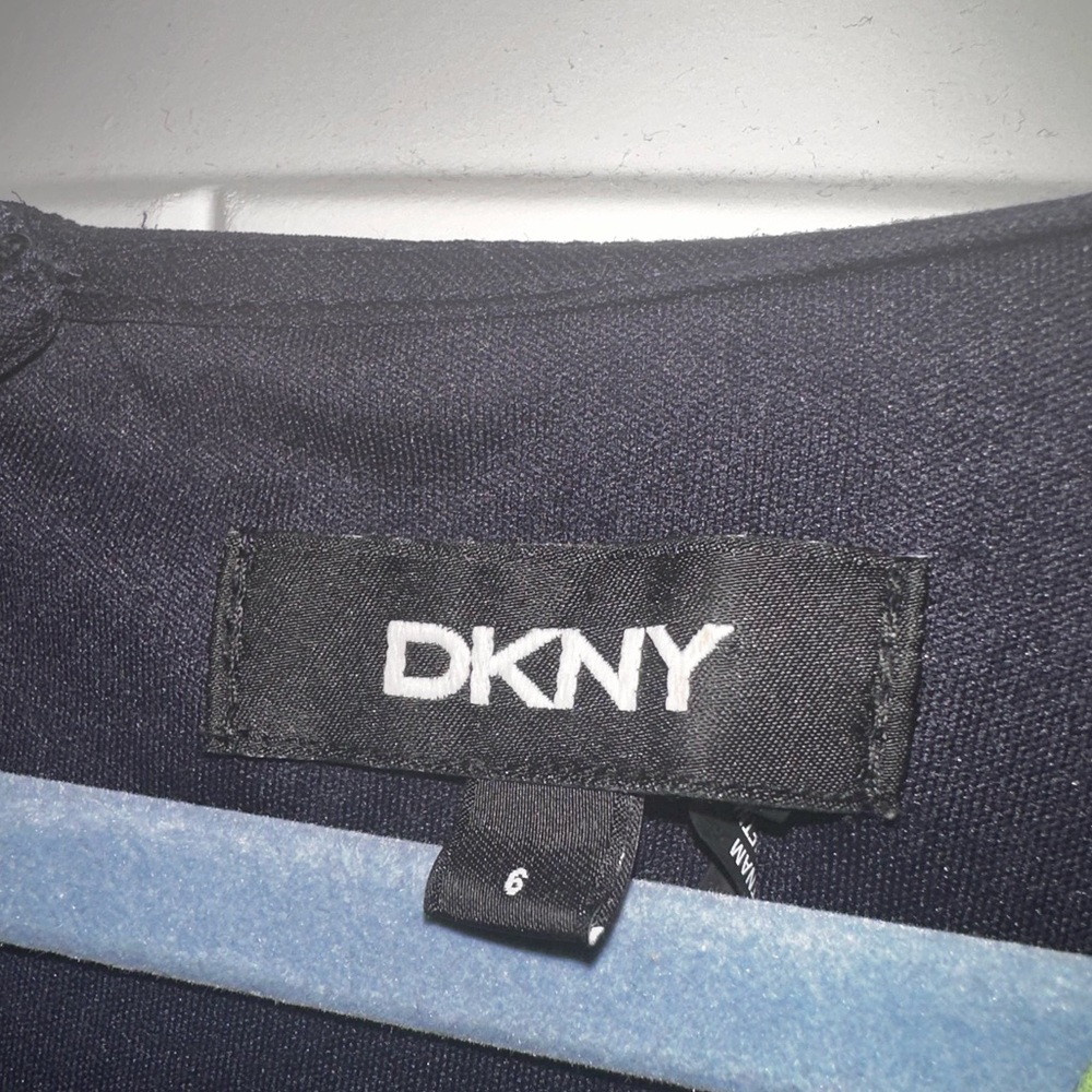 Dark Blue, Floral, DKNY, Midi Dress. - Picture 5 of 9